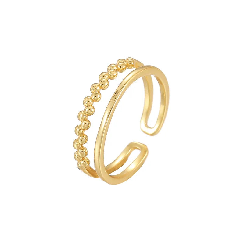 Fashion Jewelry Rings 925 Sterling Silver Simple Ring Double Lines Layer Plain Gold Plated Rings for Women