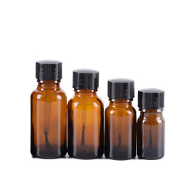 Amber Glass Essential Oil Bottle 5ml 10ml 25ml 30ml 50ml Clear Boston Bottle With Brush Applicator Cap for Liquid Nail Polish