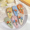 MIO 2pcs/sets Kids Embroidery Flower Hair Clips Candy Color 7cm Bb Clip Sets Handmade Girls Hairpin Children Hair Accessories