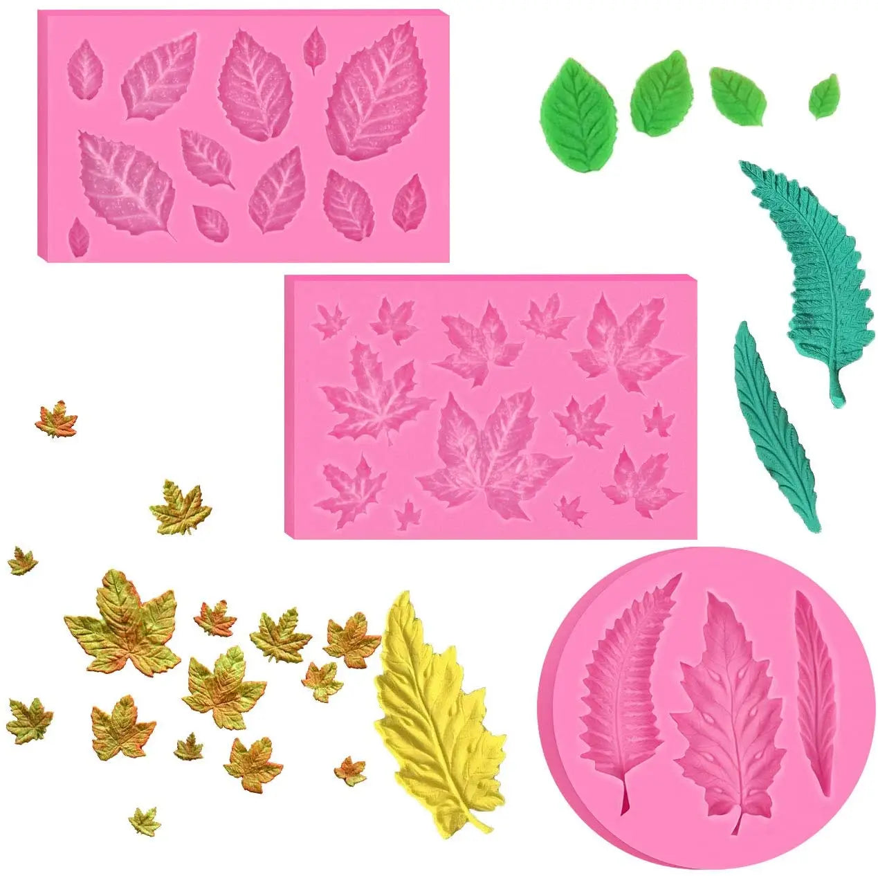 Non-Toxic Eco-Friendly Disposable 3D Leaf Fondant Mold Silicone Mould OEM Customizable Chocolate Candy Sugarcraft Cake