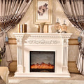 European American Home Furniture Solid Wood Electronic Fireplace TV Cabinet with Decorative Mantel for Living Room or Villa Use MegaBDM