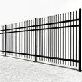 Hot Sale 6ft Black Powder Coated Aluminum Steel Tubular Driveway Gates 3 Rail Style Low Maintenance Home Security Fencing