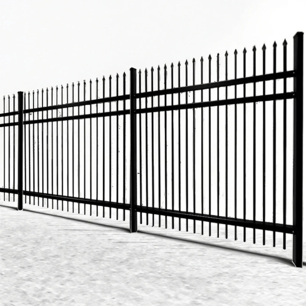 Hot Sale 6ft Black Powder Coated Aluminum Steel Tubular Driveway Gates 3 Rail Style Low Maintenance Home Security Fencing