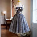 Black Tulle Sequins Embroidery Spaghetti Straps Evening Dresses Homecoming Prom Dress MegaBDM