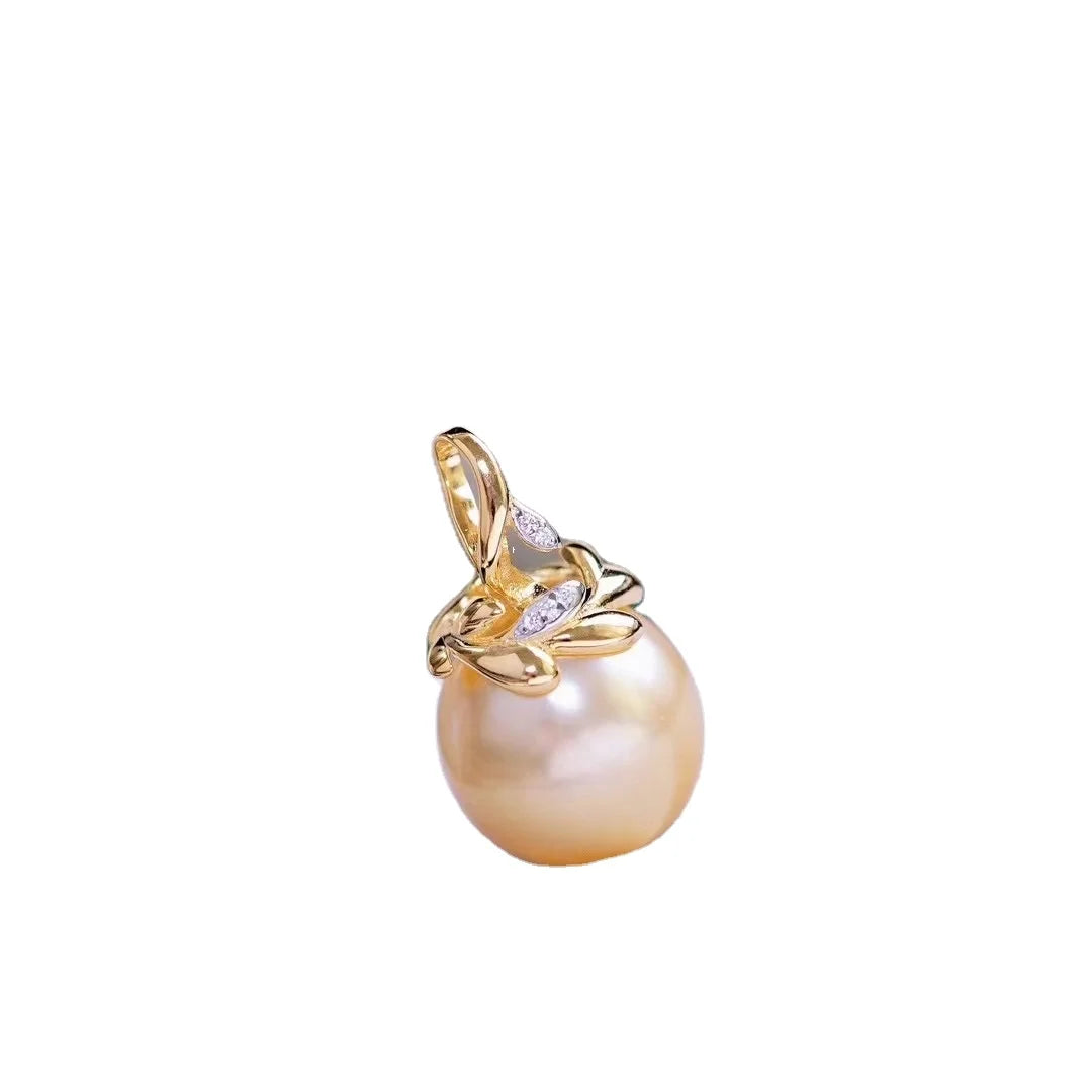 P5015 12-13mm Sterling Silver 18k Gold Plated Freshwater Pearl Beads Pendant Accessory DIY Mountings Wedding Jewelry Wholesale