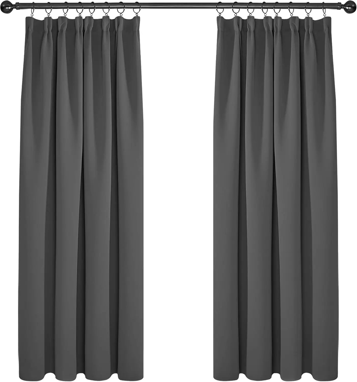 ARODDY 1.7m HOME Fabric Long Gray Window Curtains for Bedroom Privacy Curtain Tiers Window Energy Saving Curtain and Rod Set