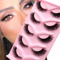 Wholesale 5 Pairs Premium Cat Eye Lash Trays Custom Logo Private Label Natural Roll False Eyelashes Full Strip Eyelashes