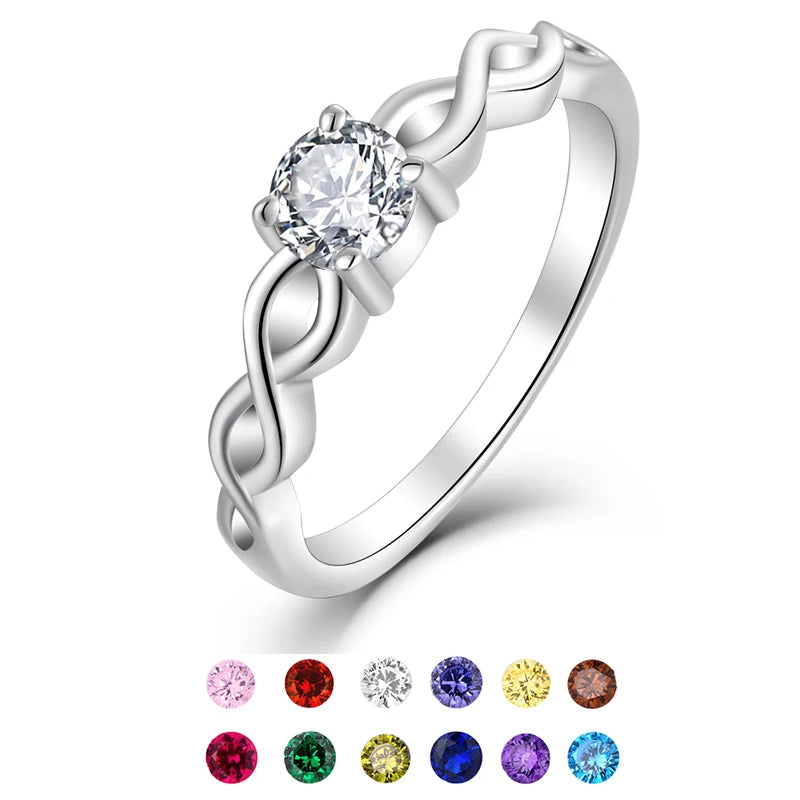 Wholesale Beautiful 925 Crystal Rings Sterling Silver Customize Fashion Luxury Birthstone Engagement Rings for Woman