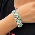 Luxury Chunky White Green Cubic Zircon Big Wide Banquet Bracelet for Women Gorgeous Dubai Wedding Evening Party Jewelry