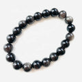 Wholesale Natural Fashion Lucky Crystal Beads Gemstone Bracelet Healing Silver Obsidian Bracelet for Gift