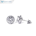 Tianyu Gems Simple Jewelry 1carat Moissanite Sterling 925 Silver halo Stud Earrings