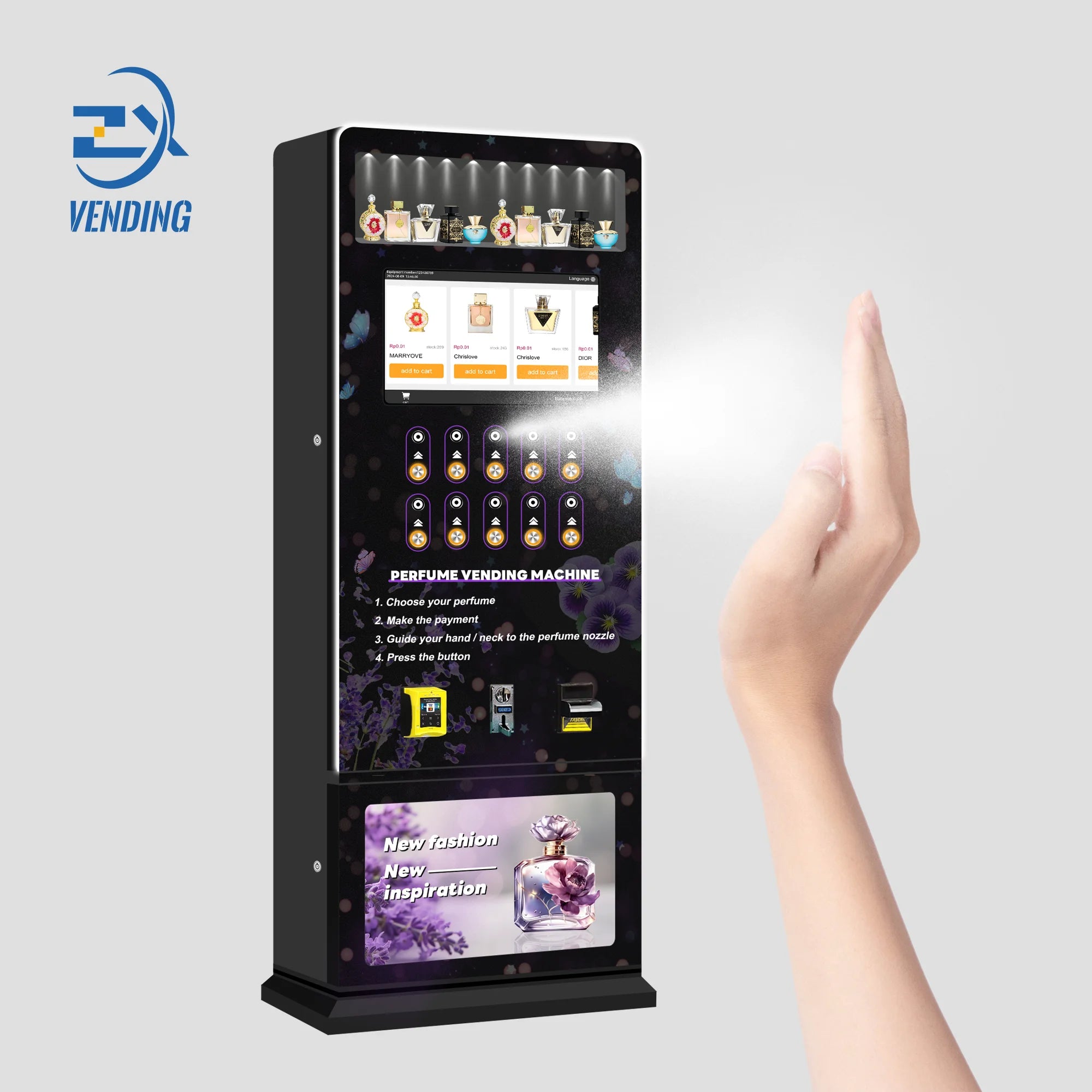 Custom Design Automatic Smart Wall Mounted Spraying Perfume Vending Machine for Sale Version 2.0