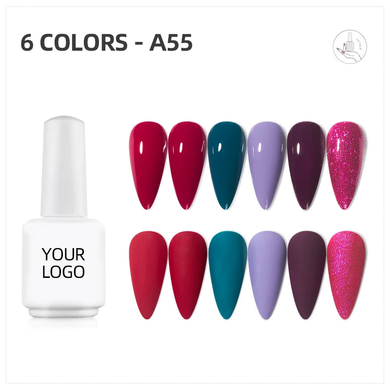 JTING New Trend High Grade15ml Gel Uv Led Nail Polish Set 6 Colors Kit Ongler Gel Uv OEM Custom Luxury Unique Nail Polish Bottle