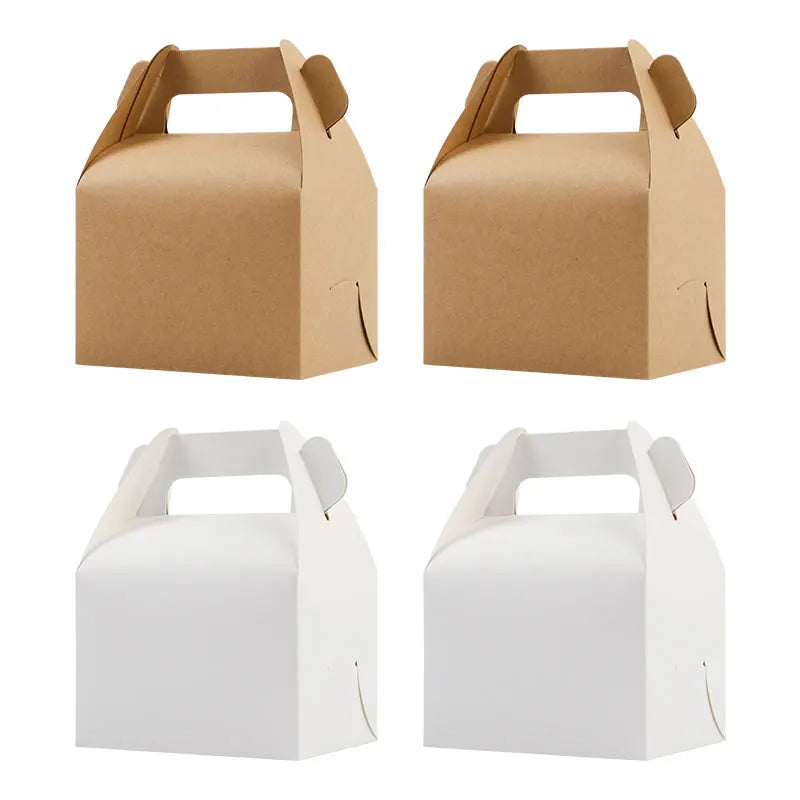 Solid Color European Style Party Favour Gift Packaging Kraft Paper Box Cupcake Candy Box for Party Supplies Gift Bag with Handle