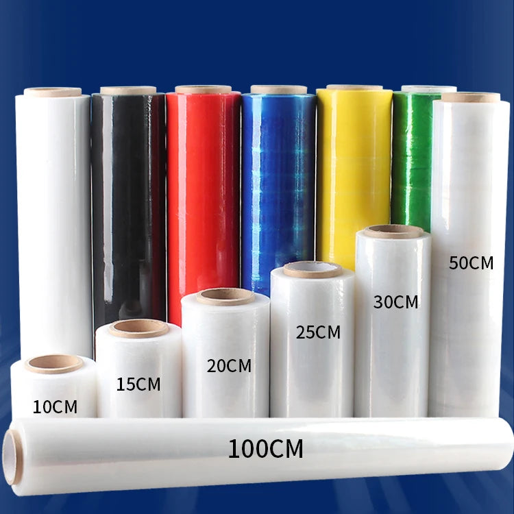 Rolls Shrink Pallet Wrap Stretch Film Transparent Pe Packing Plastic With Plastic Handle Packaging Package Carton Customized
