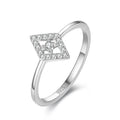 Fine 925 Sterling Silver Micro Inlay CZ Diamond Rhombus Shape Ring for Women