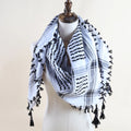 JMFJ10 Black Cotton Canvas Arafat Scarf Men's Yashmagh Shemagh Hijab Palestine with Animal Pattern Tassel Inspired by Arab Style