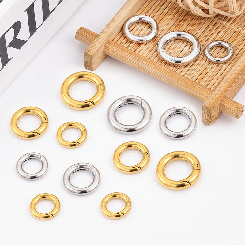 316 Stainless Steel Spring Ring Buckle Non-Fading Bead Caps for DIY Necklace & Bracelet Jewelry Components