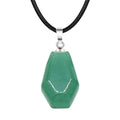 Natural Stone Coffin Shape Fortune Feng Shui Pendant Quartz Agate Healing Crystal Charms Rope Necklace Jewelry
