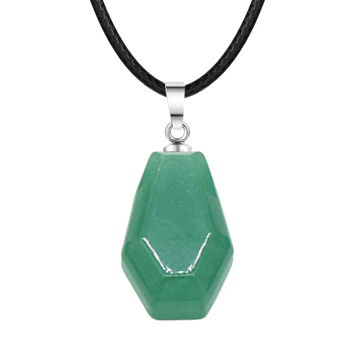 Natural Stone Coffin Shape Fortune Feng Shui Pendant Quartz Agate Healing Crystal Charms Rope Necklace Jewelry