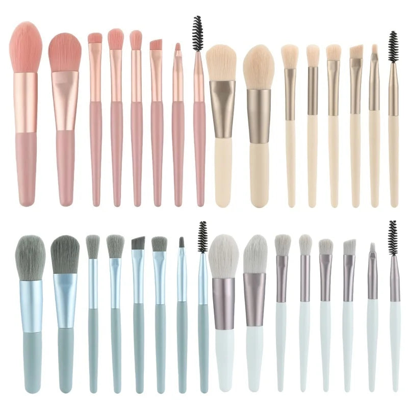 Portable Soft Hair 8Pcs Makeup Brush Set Eye Shadow Brush Foundation Eyelash Lip Concealer Blush Makeup Brush Kit