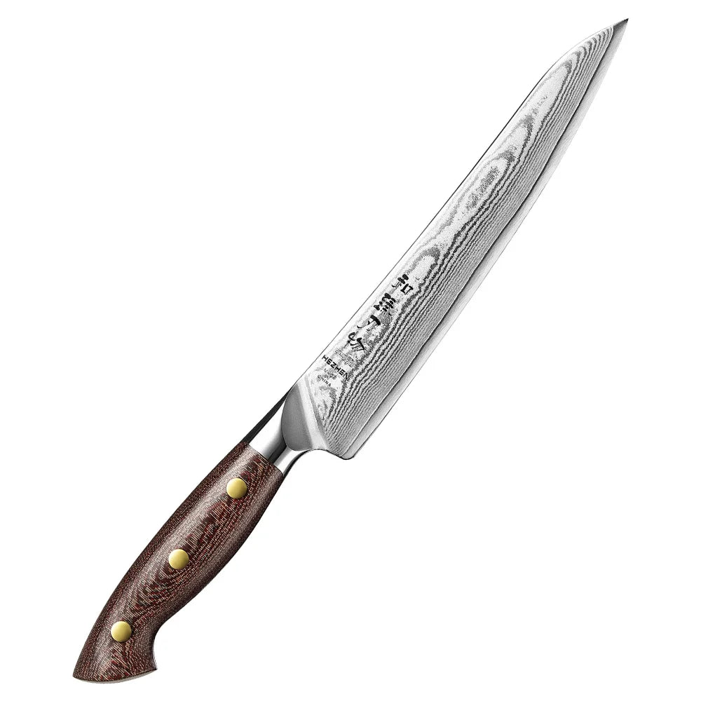 XINZUO New Kitchen Carving Knife Custom Damascus Steel Micarta Handle Slicing Knives