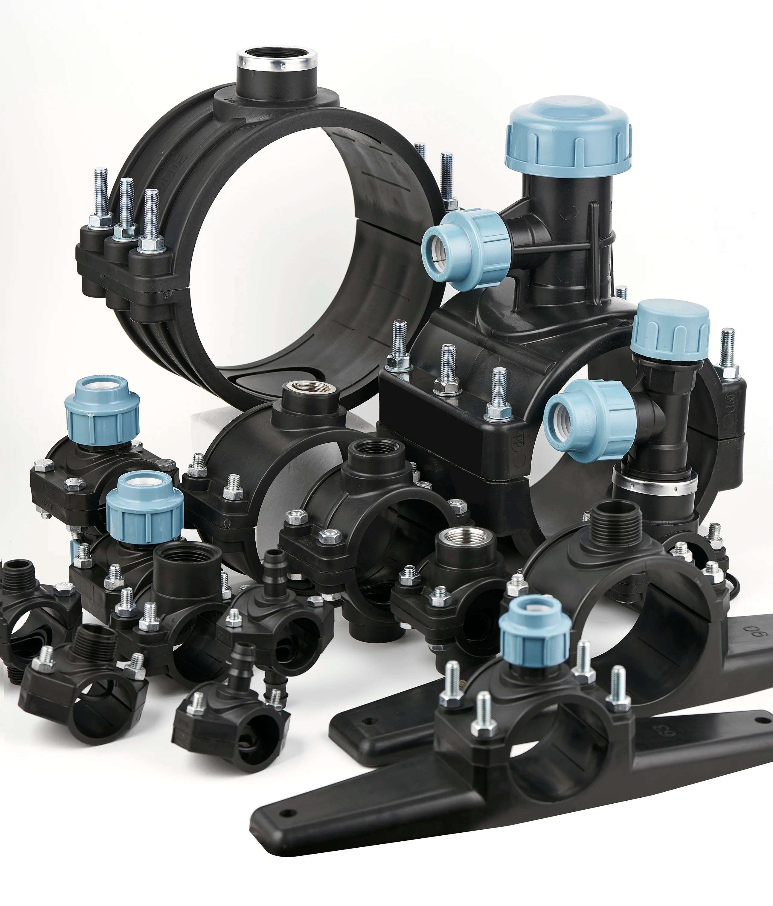 IRRIPLAST ISO17885 HDPE PE Pipe Compression Fittings Double Male  for Water Supply and Irrigation Plastic HDPE PP Clamp Saddle