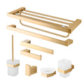 JIENI Modern Design Wall Mounted Bathroom Brushed Gold Toilet Brush and Paper Holder Hanger Accessory