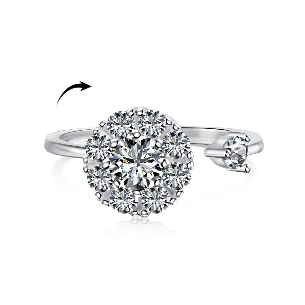 Dylam Cute 925 Sterling Silver Fidget Ring Anxiety Spinner Rings Secret Relieving Jewelry 18K Gold Open Rings for Women Girl
