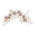 Wholesale Women Hair Accessories KC Gold Alloy Flower Leaves Wedding Hair Comb Crystal Pearl Bridesmaid Hair Side Combs