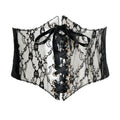 Alloy Buckle Decorative Wide Elastic Stretch Belt New Lace Ladies Black Waistband Dress Accessory