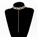 Fancy Gold-Plated Infinity Shape Necklace with Long Drop Chain Rhinestone Chokers for Women for Party or Romantic Gift