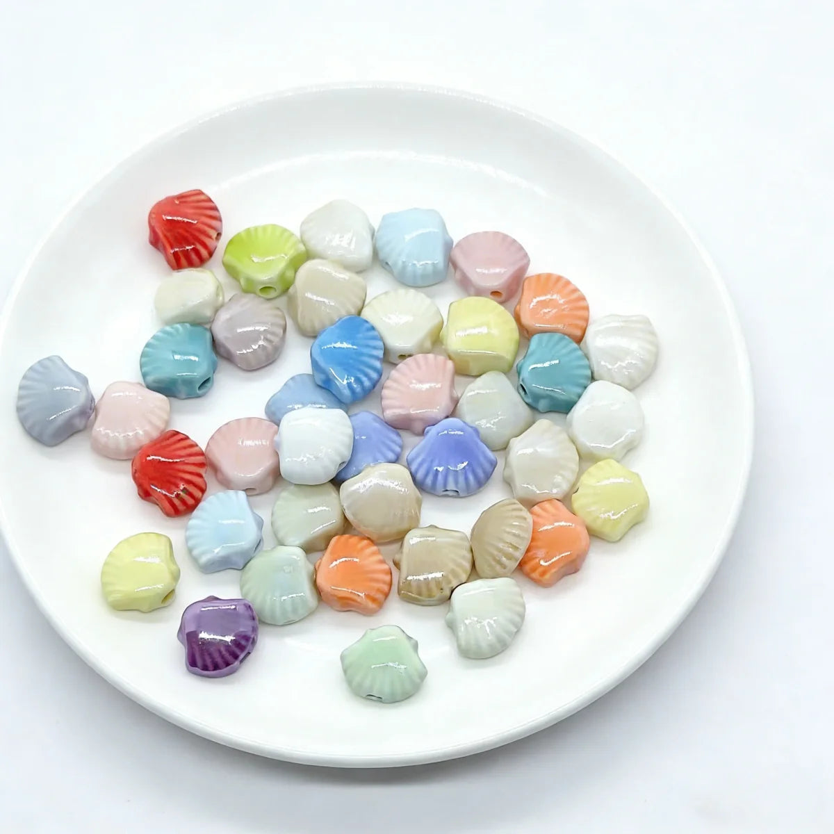 Wholesale Clay Shell Ceramic Loose Beads Blue Red Porcelain Beading for DIY Handmade Jewelry Bracelet Necklace Beading Findings