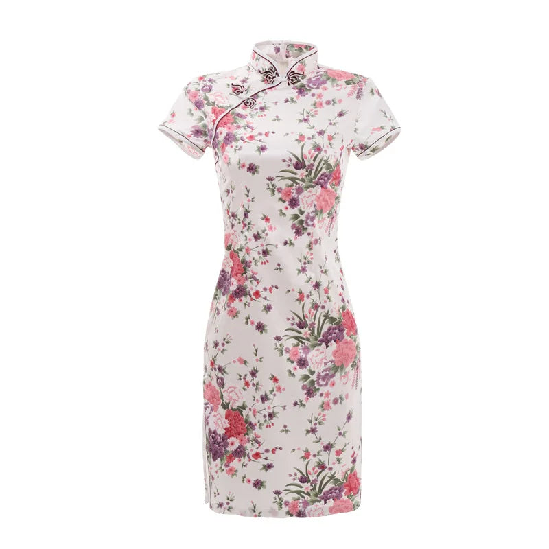 Wholesale Short Skirt Chinese Style Slim Retro Daily Big Size Mother Women's Dress New Improved Cheongsam