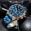 NIBOSI 2611 Fashion Design Stainless Steel Band Wristwatch Men Watch Luminous Chronograph Quartz Watch