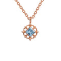 14K Rose Gold Plating Natural Blue Topaz Pendant Necklace Solitaire Gemstone Jewelry for Women