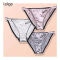 High Quality Luxury Ruffles Solid Knitted Triangle Bikini Underwear Ice Silk Smooth Low-Rise Seamless Breathable Stylish Women's
