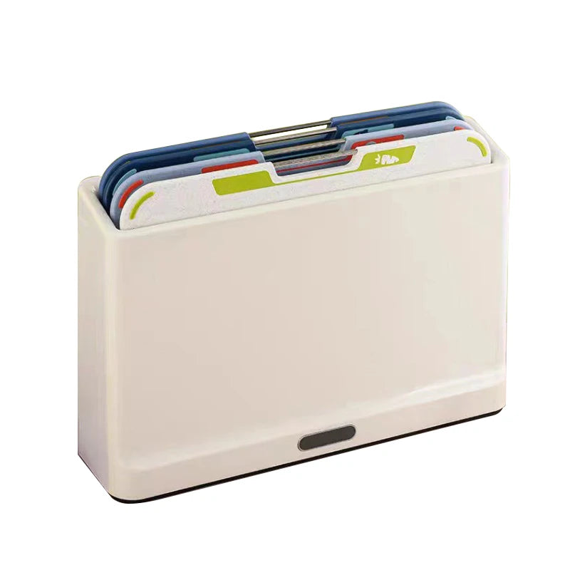 4 Pcs Plastic Cutting Board Set with Storage Stand BPA-Free Dishwasher Safe PP Chopping Boards Mats