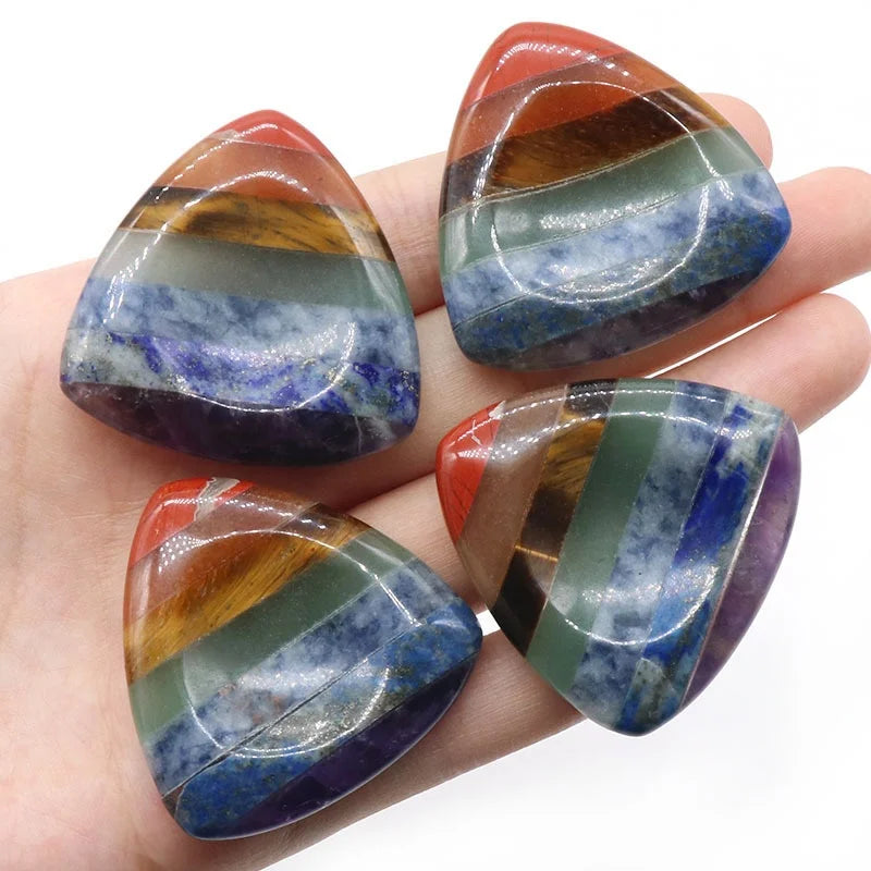 Natural 7 Chakra Healingl Crystals Meditation Triangle Massaging Pocket Energy Tumbled Stones for Anxiety Stree Crystal Crafts