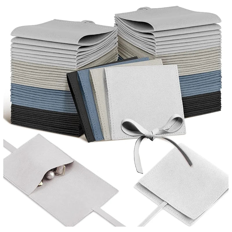 Luxury Microfiber Jewelry Packaging Bag Gift Envelope Style with Strings Tie