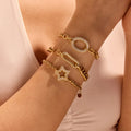 Hot Selling Fashion Jewelry Light Luxury 18k Gold Plated Pentagram Star High Quality Diamond Stainless Steel Bracelet for Women