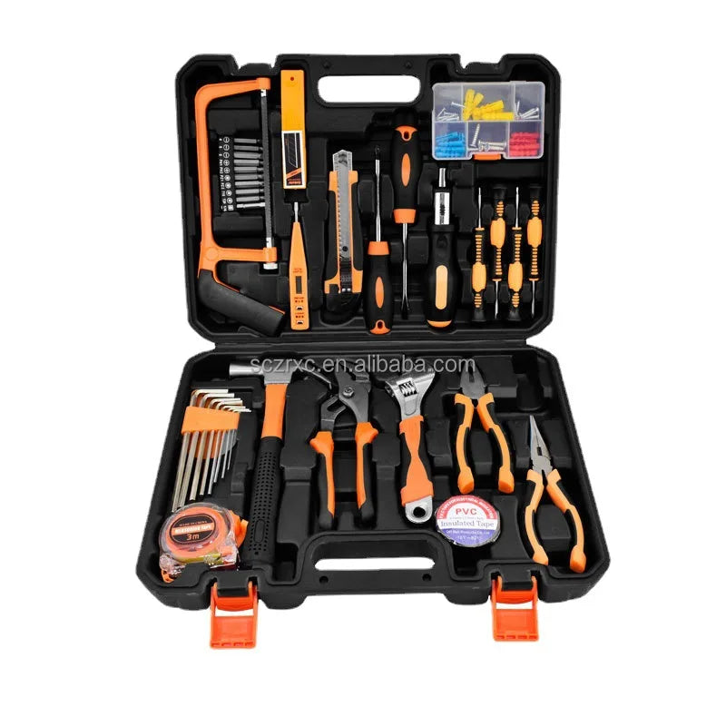 38pcs Household Tool Set With Pliers Measure Tape Saw in Hard Case for Home Combination Hand Tool Set in Plastic Box for Home