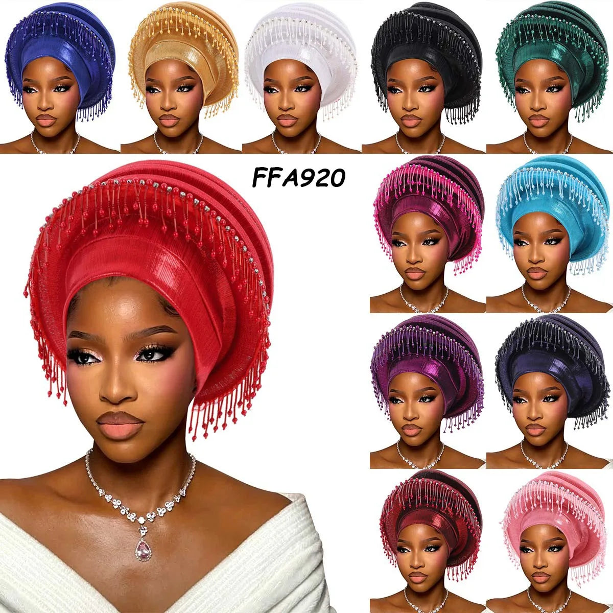 For Swiss Headtie for Ladies Hot Selling Orange Fashion Turban Auto Gele African Sego Headtie Ethnic Hats & Caps