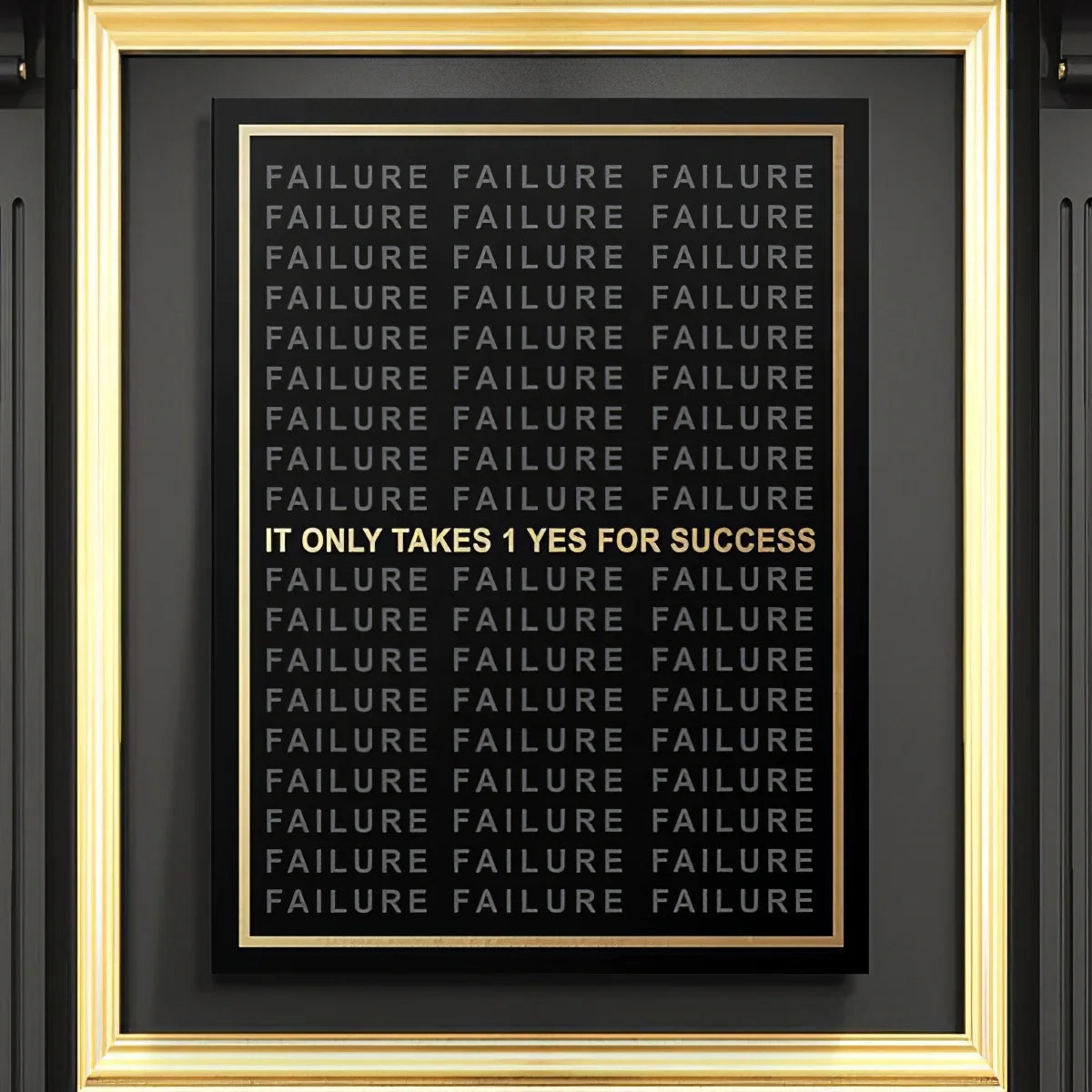 Golden Design Motivational Canvas Take 1 Yes for Success Poster Black Wall Painting Living Room Decoration