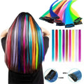 Hot-selling 22 Inches Synthetic Hair Extensions Long Straight Clip on Hair Extensions Colorful Hair Pieces Wigs Wholesale