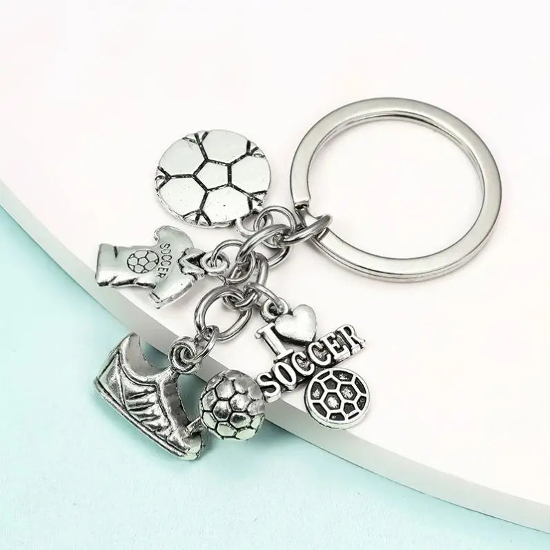 Promotional Keychain Creative Gift Football Keychain Rugby Football Basketball Metal Key Chains Custom Sports Equipment Keyiring