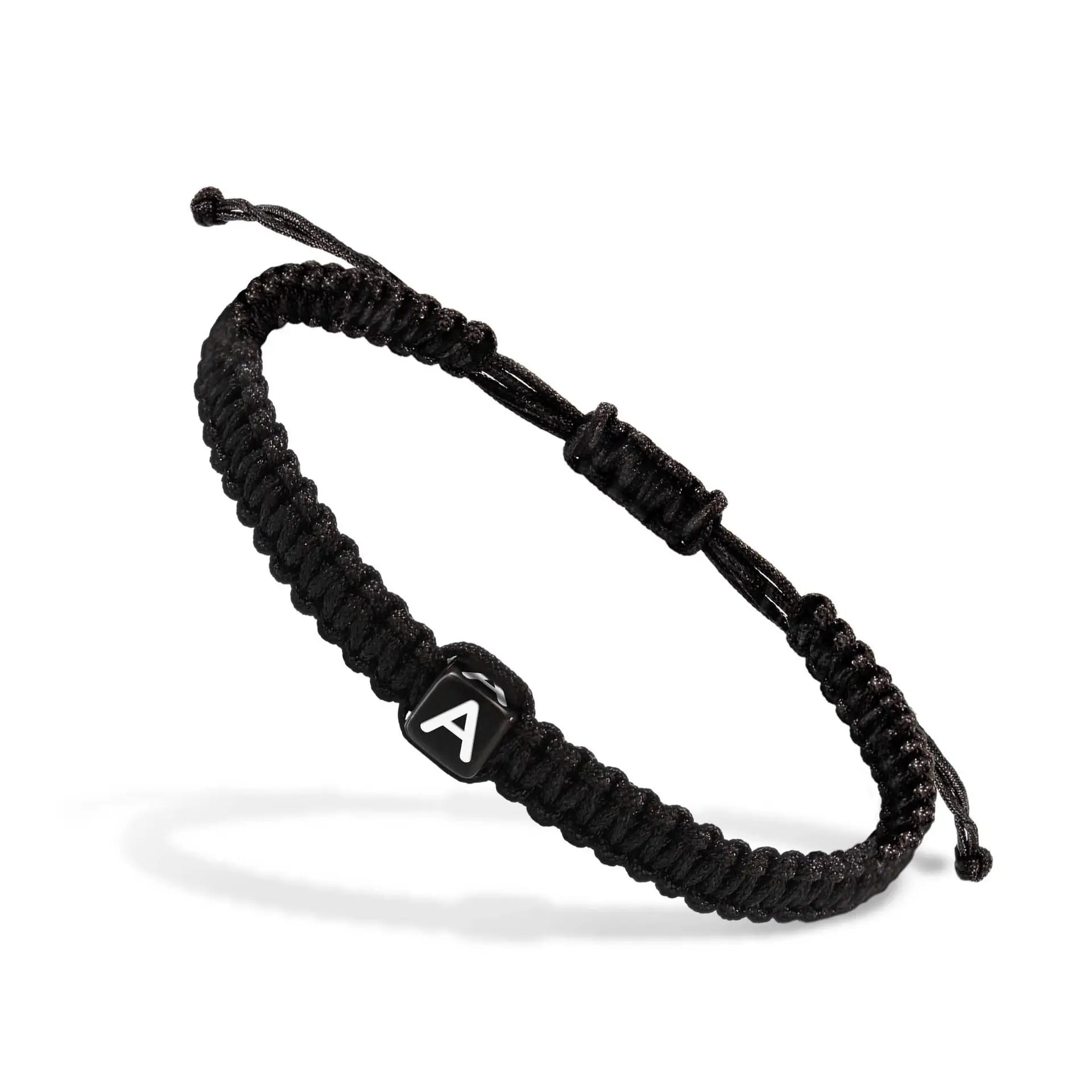 AA01216 Wholesale Handmade Braided Rope Couple Bracelet A-z 26 Initials Adjustable Black Braided Bracelet