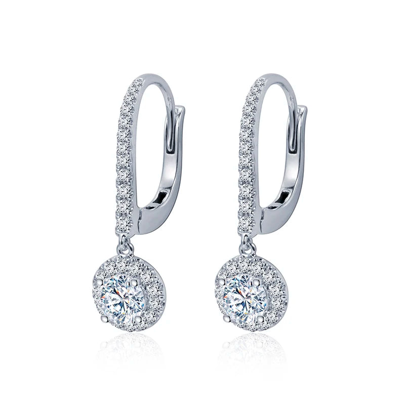 Messi Jewelry Custom Fine Jewelry MSE-693 14K White Gold Customized Round Jewelry  Lab Diamond Earrings