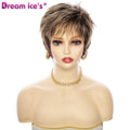 DREAM.ICE'S HAIR White Women Short Straight Blonde for Brown Heat Resistant Soft Tangle-Free 150% Density Rose Mesh Net Wigs