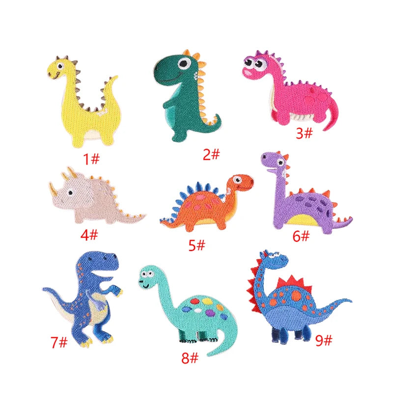 Cute Cartoon Dinosaur Embroidered Nonwoven Felt Multi-color DIY Accessories Self Adhesive Patches Sticker for Phone Case Garment